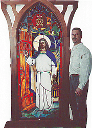 Buck Lerew with Religious Restoration Piece